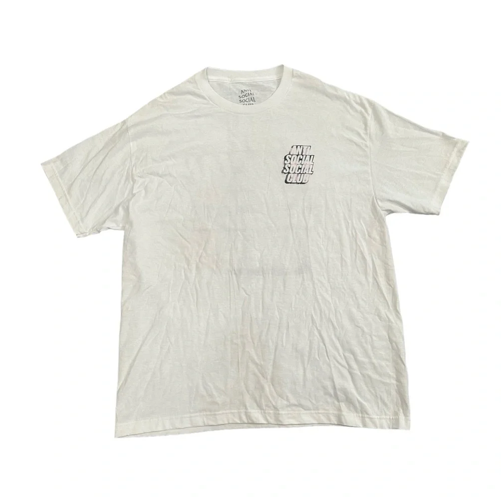 Anti Social Social Club T-shirt Mens Size XL White Short Sleeve Pink Plaid - Picture 4 of 9